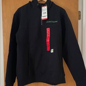 John Deere Black 1/4 Zip-Up Men's Hoodie sweater.